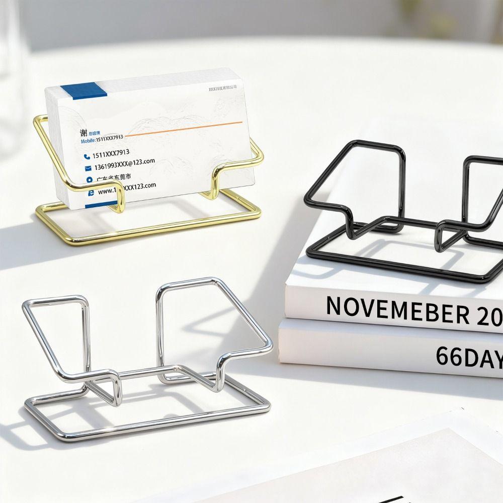 Iron Business Card Holder Tabletop Metal Name Card Rack Portable Card Organizer  Hotel Reception