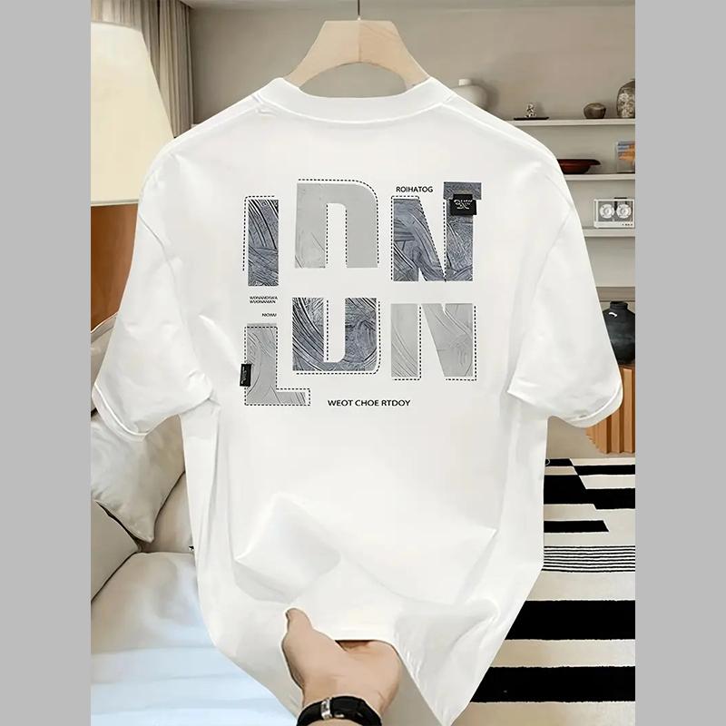 

Новая летняя мужская модная футболка с принтом персональной монограммы, мужская футболка, топ 8XL белый