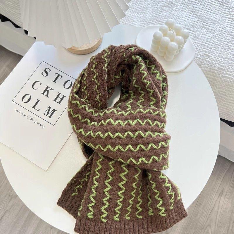 New Wool Knitted Scarf for Women in Winter Korean Fashion  Versatile Warm  Student Scarf  Skin Friendly and Soft
