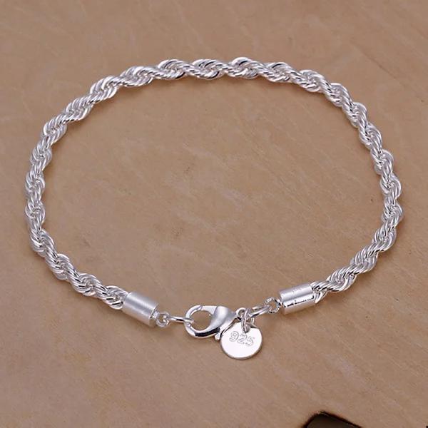Sterling Utsøkt Solid Kjede Armbånd Mote Sjarm Kvinner Menn Bryllup Søte Enkle Modeller Smykker