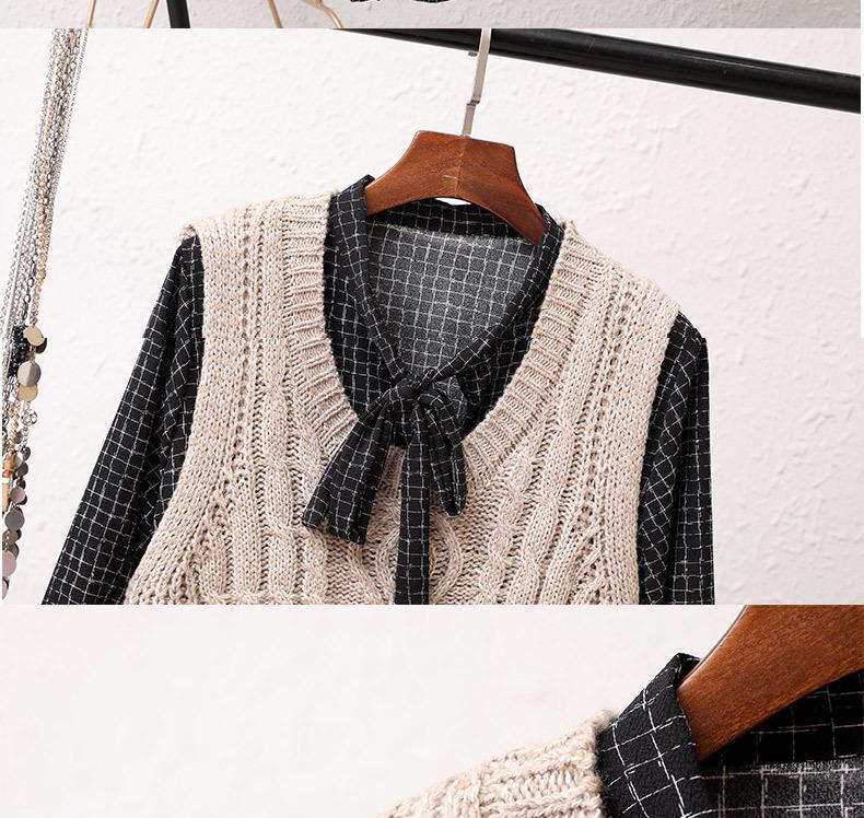 Women's V-Neck Sweater Vest & Knitted Top Set - Mid-Length, Thickened, Korean Style, Sleeveless for Autumn/Winter 2024