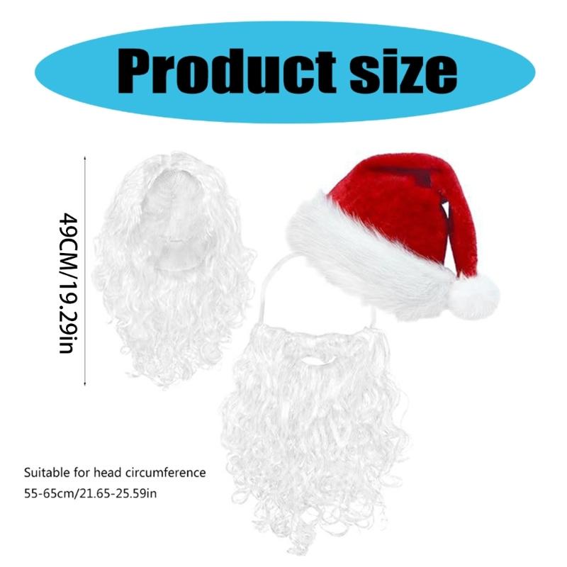 Santa Costume with Santa Beard, Santa Hat, Santa Wig for Adult Cosplay, Christmas Santa Costume Decoration for Women Men