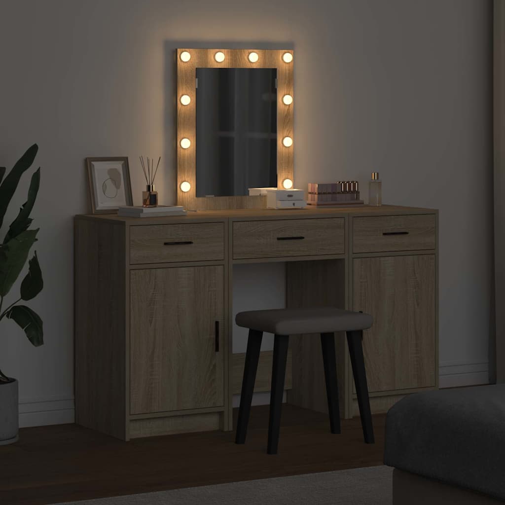 Makeup Table with Storage Brown 50 x 41 x 135 cm Engineered Wood
