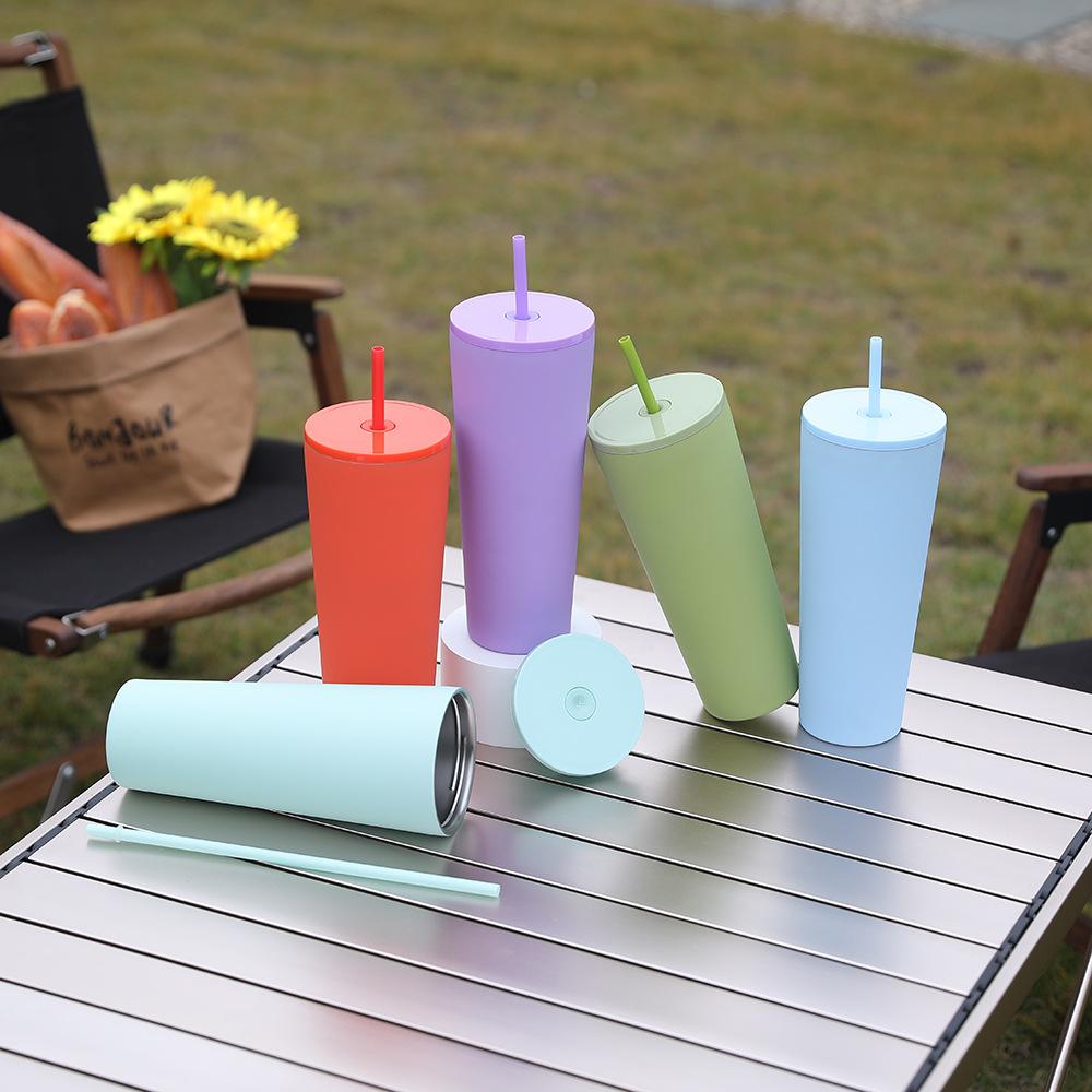 New Thermos Cup Female High Value Cute Cup With Straw Stainless Steel Stainless Steel Real Thermal Insulation Water Cup