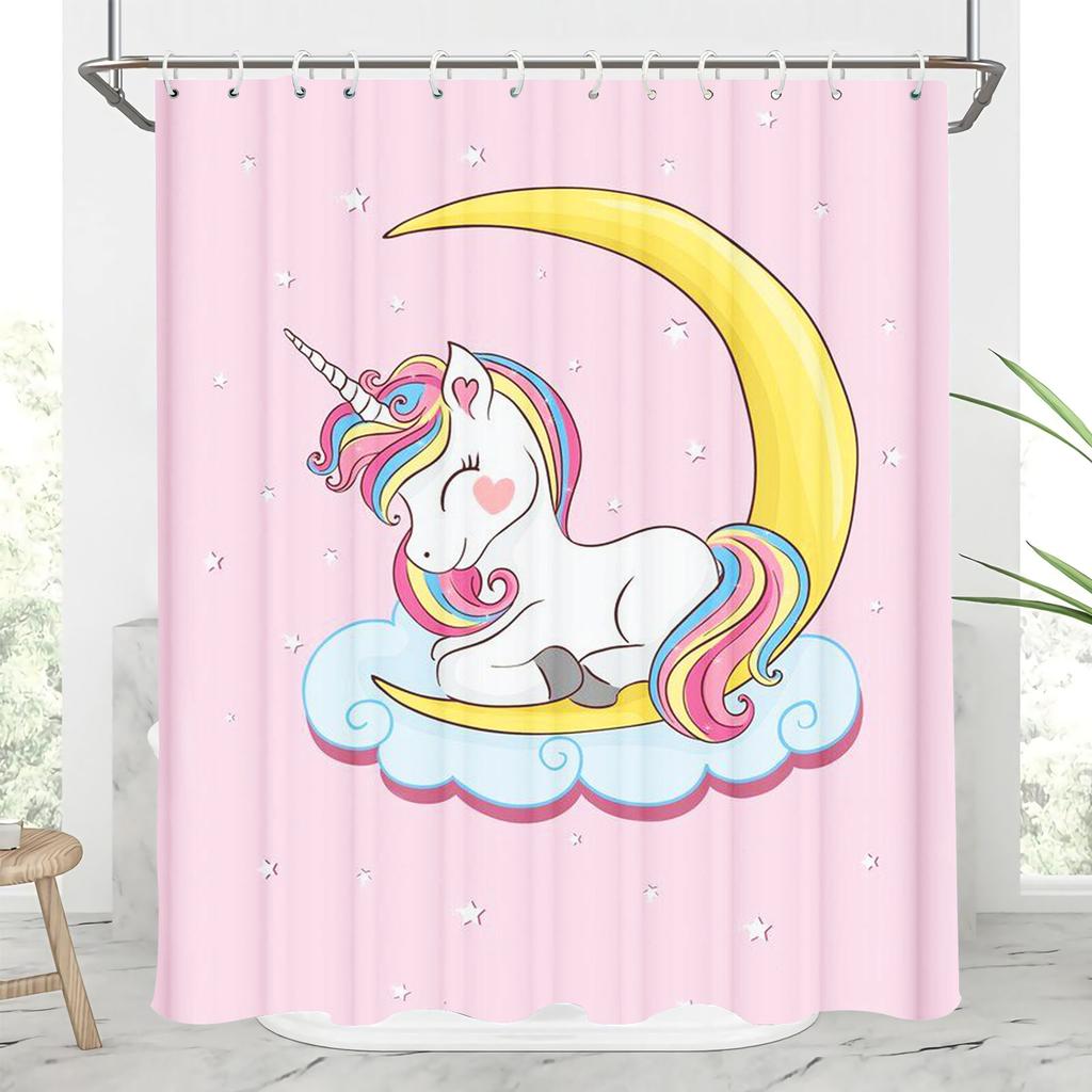 Unicorn Cartoon Shower Curtains Full Set for Boys and Girls Luxury Screen Bath Curtain Toilet Accessories Anime Funny Cute