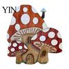 Hand Painted Rabbit Decorations Wooden Fairy Door Decor, 2D Gnome Elf Ornament, Bunny Mushroom Springtime Living Room Embellishments Wood Craft, House