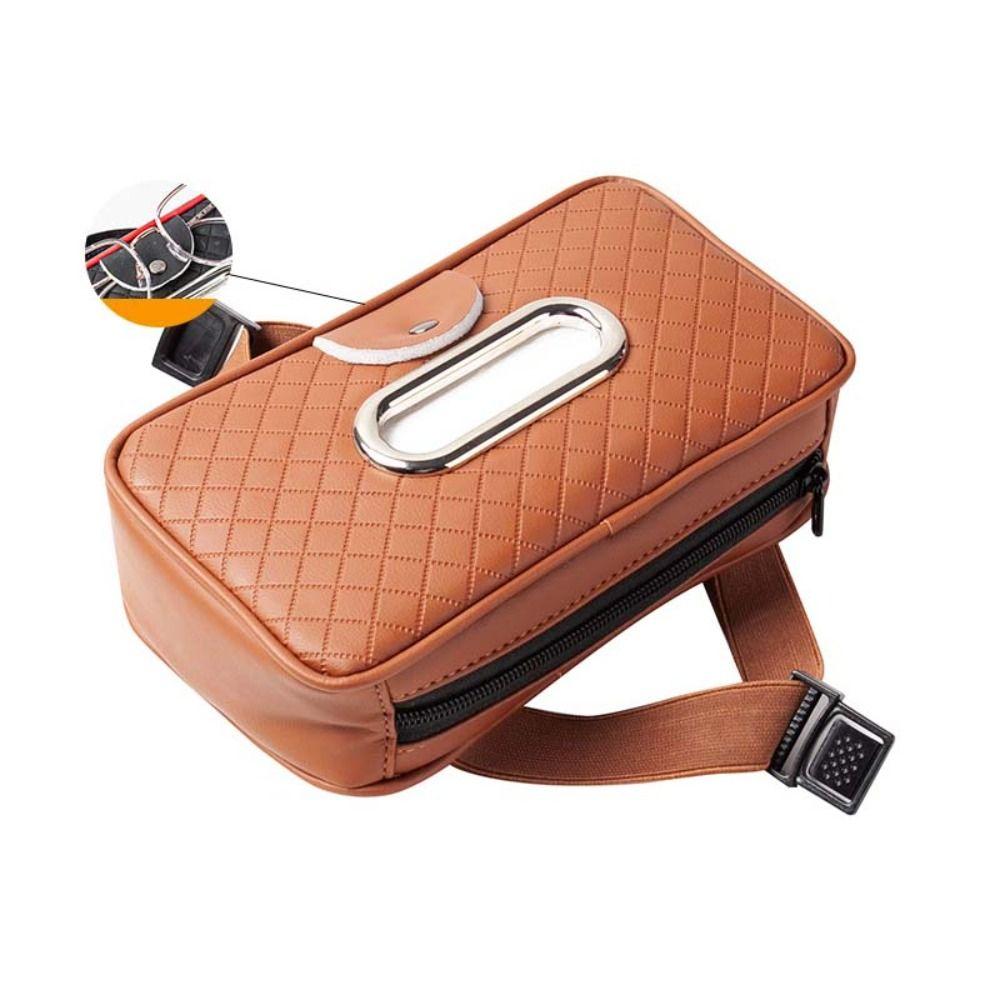 PU Leather Car Sun Visor Tissue Holder Thickened Car Center Console Tissue Dispenser Road Trip