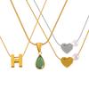 French Fashion Retro Niche Love Design Holiday Feng Shui Drop Glass Stone Pendant Titanium Steel Gold-Plated Necklace Jewelry