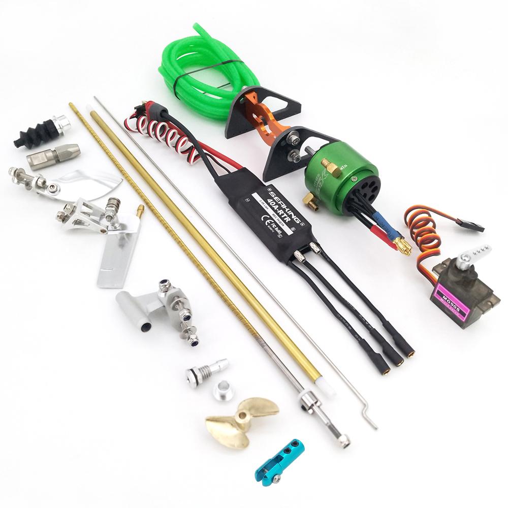 RC Boat Accessories 3.175mm 1/8" flexible Shaft Strut 2835 Motor 40A ESC Rudder Propeller Kit for Small RC Boat Speed MONO CAT