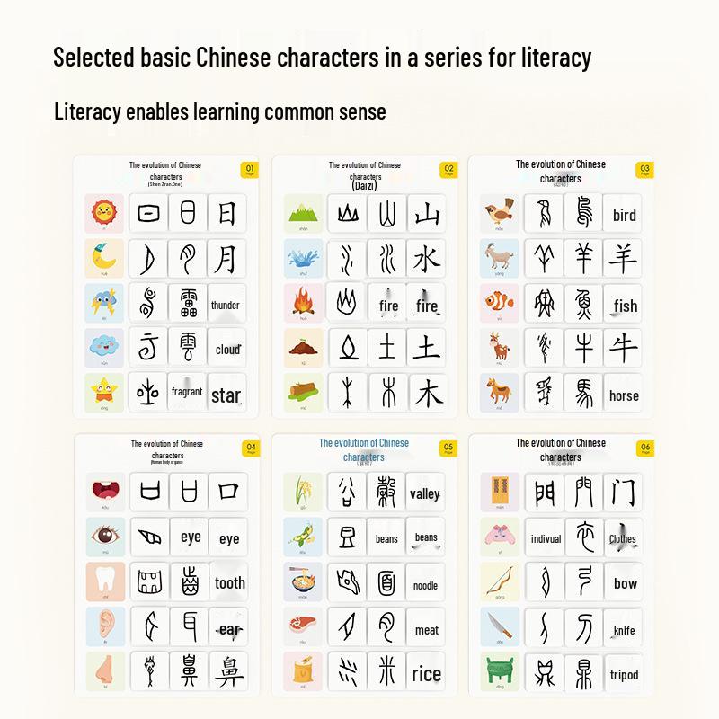 Pinwheel Chinese Character Evolution Literacy Cards for Early Education