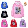 4887 Anime Mädchen Kpop Rumi Zoey Mira Print Kinder Langarm Samt Warm Winter Kapuzenpullover