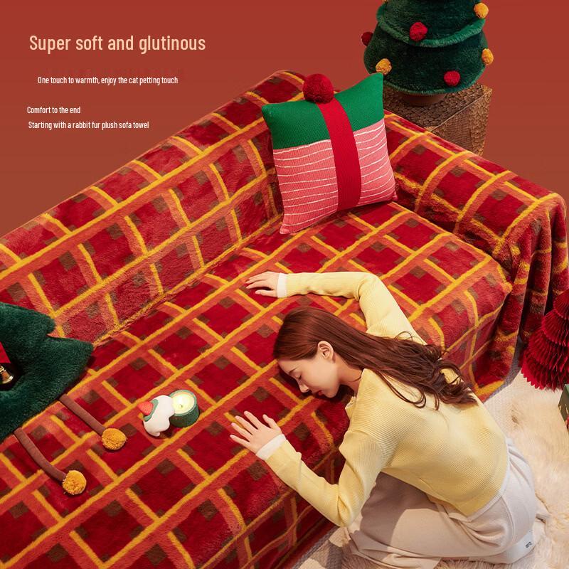 Hàndùn Lucky Plaid Christmas Red Sofa Cover