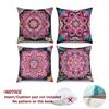 4Pcs/Set Boho Pink Mandala Throw Pillow Covers, Colorful Bohemian Floral Cushion Cases, Polyester/Linen, Ethnic Home Decoration