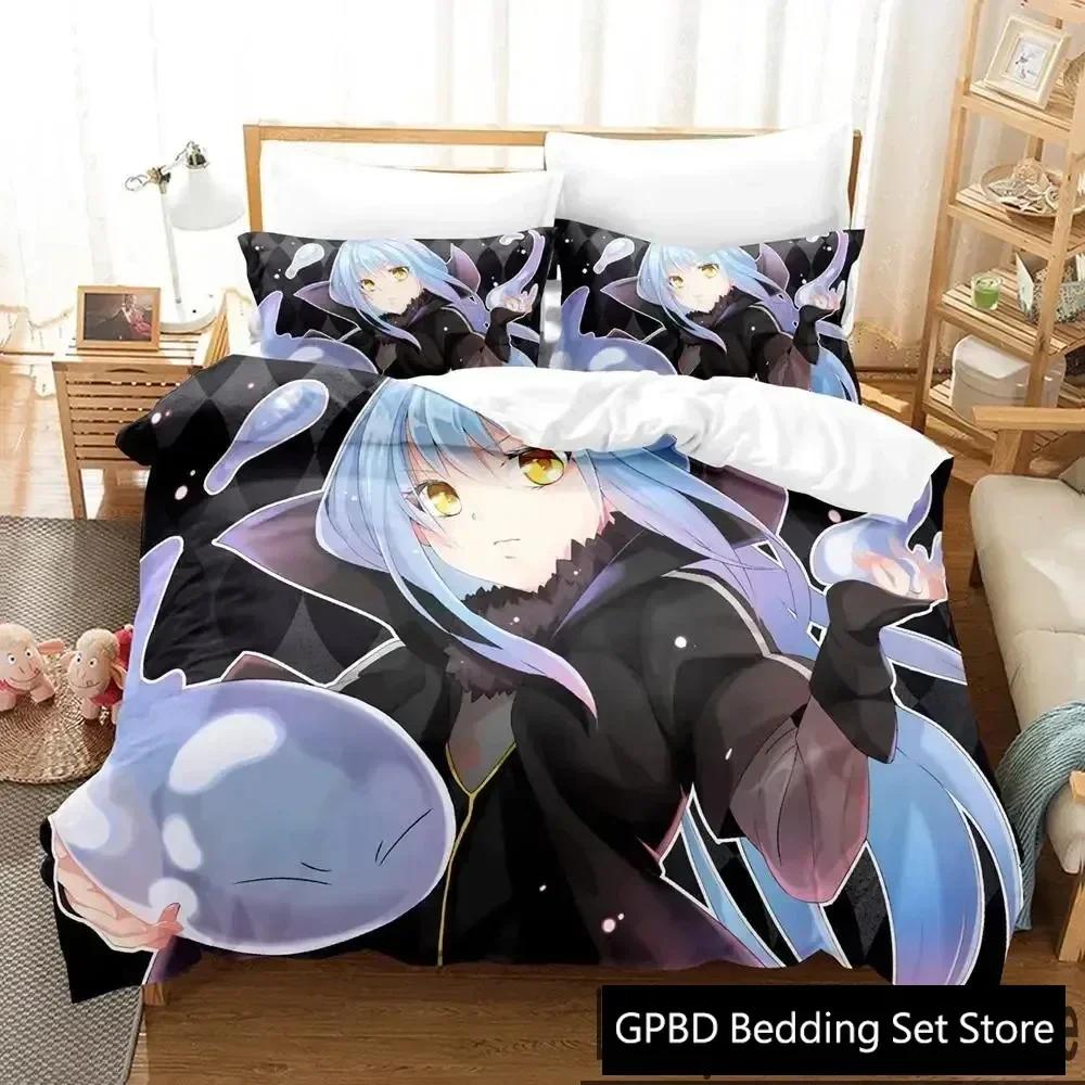 TenSura Rimuru That Time I Got Reincarnated As a Slime Beding Set 3D Printed Suitable for Bedrom Soft with Soft Fabric Duvet Cover Set Pilowcases
