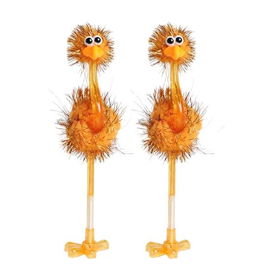 Penne Peluche Cartone Animato Struzzo Penne a Sfera in Plastica, Penna Divertente Autoportante, Punta 0,5 mm, Accessori Decorativi da Tavolo Scrittura Pelosa