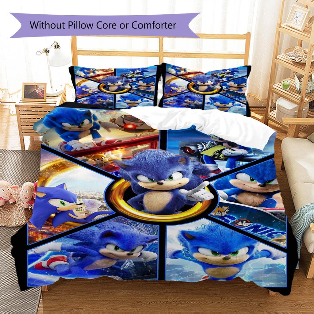 Flashy Hedgehog Pattern Bedding Quilt Set Quilt Cover Pillowcase Home Decoration Gift (1 * duvet cover + 2 * pillowcase, without core)