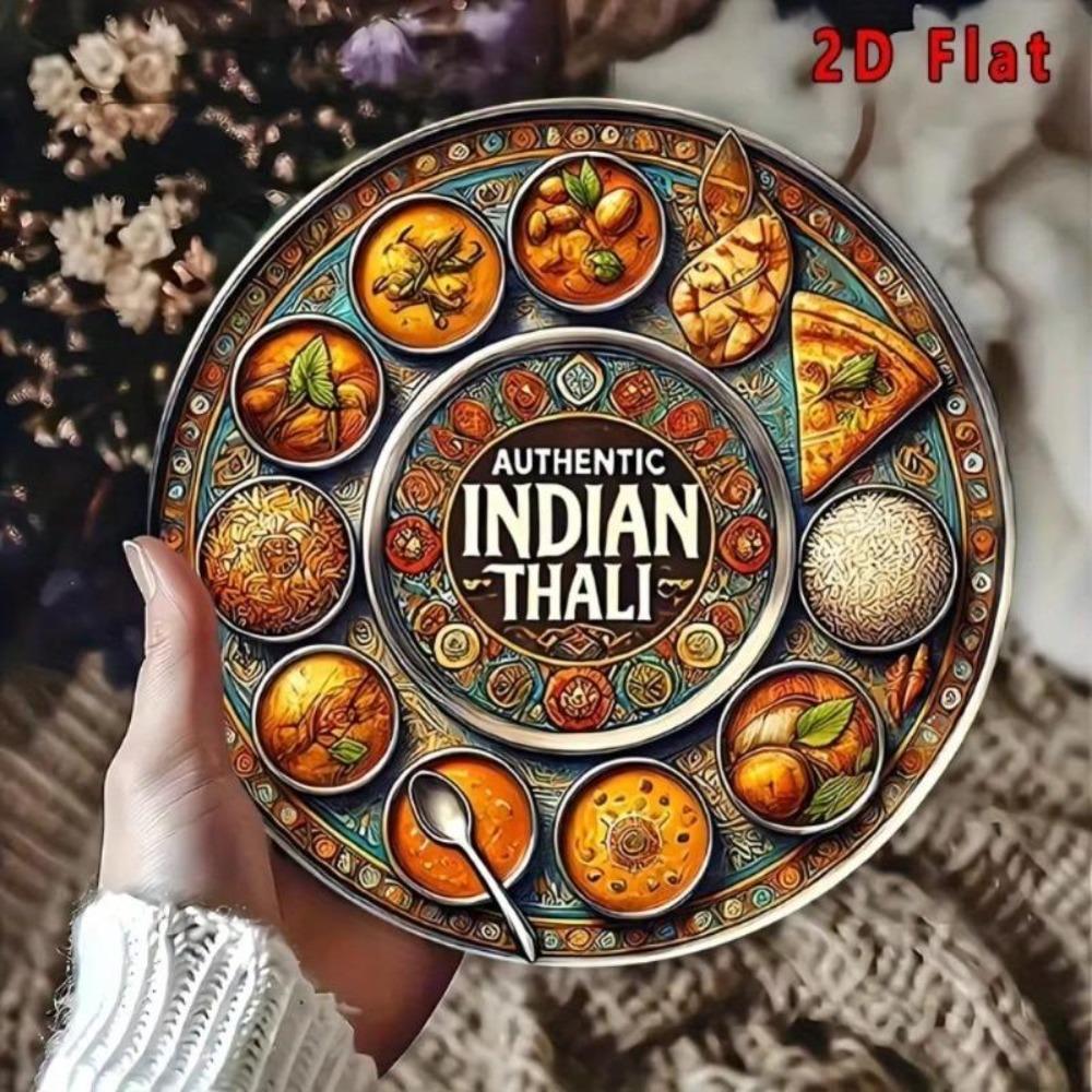 Vintage Indian Thali Aluminum Metal Wall Art Rustic Traditional Food Decor