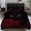 3pcs Black Cat Pattern Printed Bedding Set, 1*quilt Cover+2*pillowcase, Suitable for King Bed, Single Bed for All Seasons