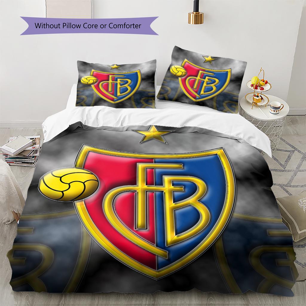 FC Basel Vzorované povlečení Domácí dekorace Narozeninový dárek (1 * povlak na peřinu + 2 * povlak na polštář, bez jádra)
