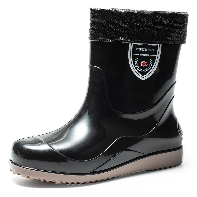 Water shoes waterproof bundle men's rain shoes trendy labor insurance shoes medium tube rain boots anti-skid rubber shoes warm and velvet