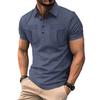 Men's Button Lapel Solid Short Sleeve Casual Polo