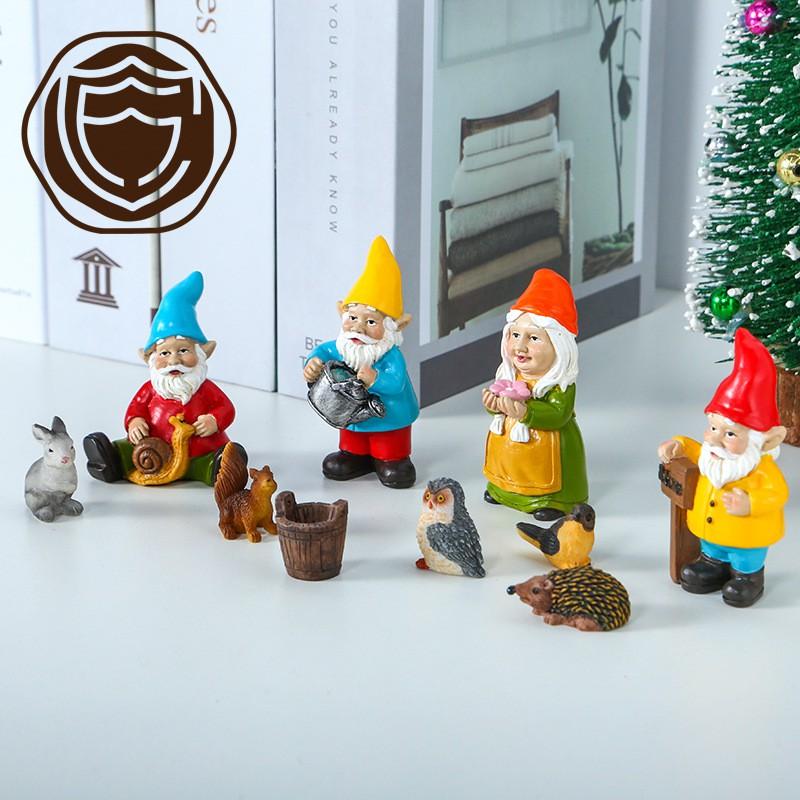 6.5cm Garden Gnome Animal Figurine Resin Decor Gift Box Christmas Holiday Ornament Kids Friends