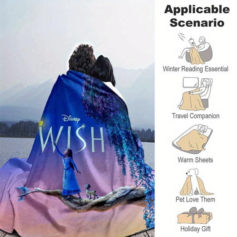1 pièce, Impression d'affiche du film Disney Wish Décoration d'intérieur, Couverture jetée pour canapé, lit, voyage, camping