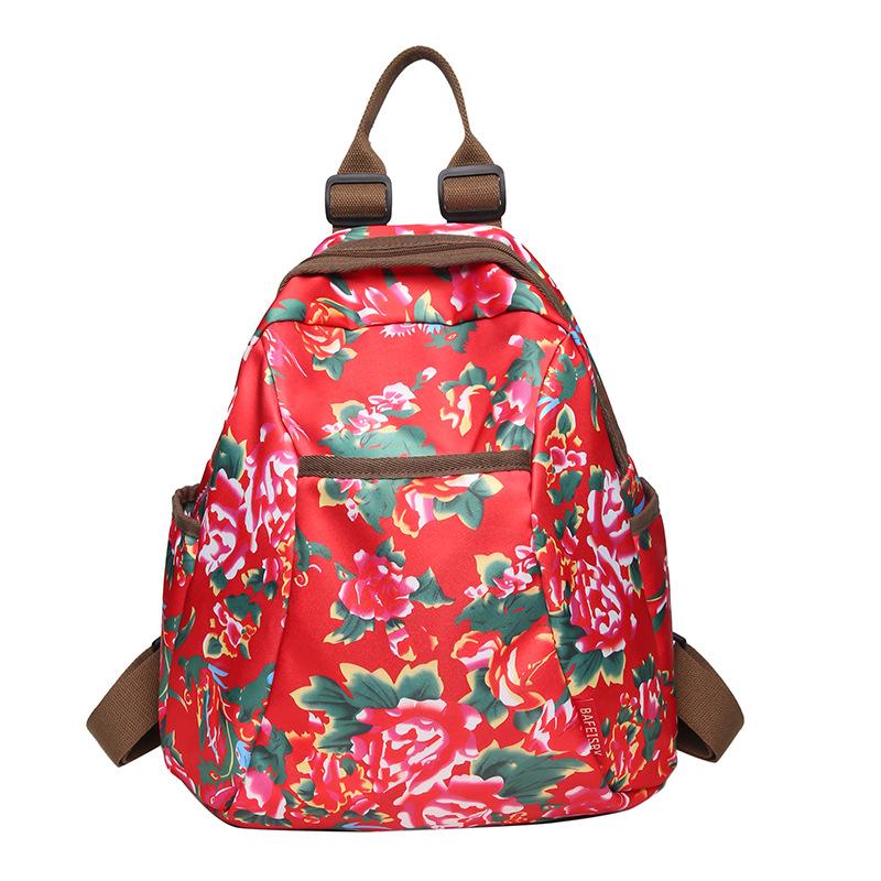 Schoolbag1011 New Northeast Big Flower Backpack Printed Large Capacity Fashion Guochao Cloth Leisure Travel Backpack Bag Ladies