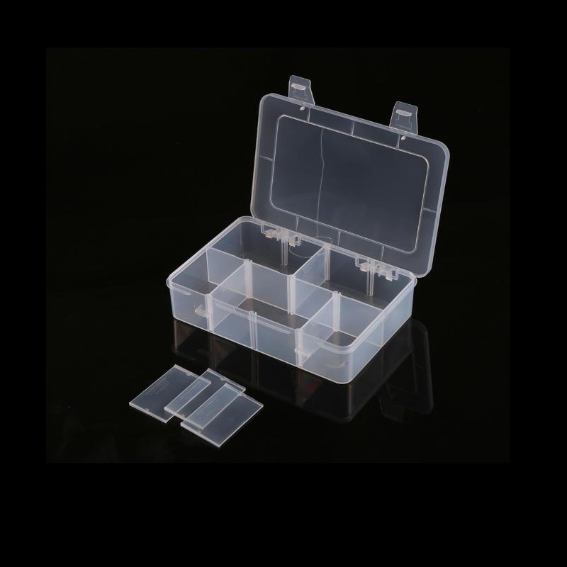 8 Grid Snackle Box Container Capacity Plastic Storage Box With Adjustable Compartments Lid For Snacks Food Grade Transparent