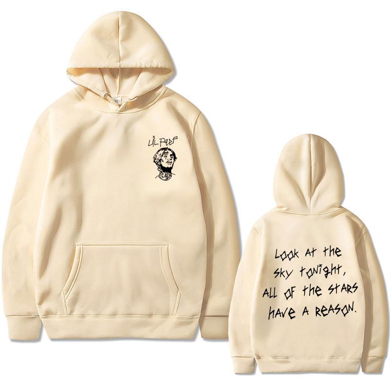 Rapper Lil Peep Look At The Sky Tonight All of The Stars Have A Reason Print Hoodie Male Hip Hop Vintage Oversized Sweatshirt