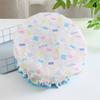 Hair Bonnet For Women Ladies Spa Salon Home Travel Use Flower Pattern Double Layer Shower Cap Waterproof Reusable Printed Bath