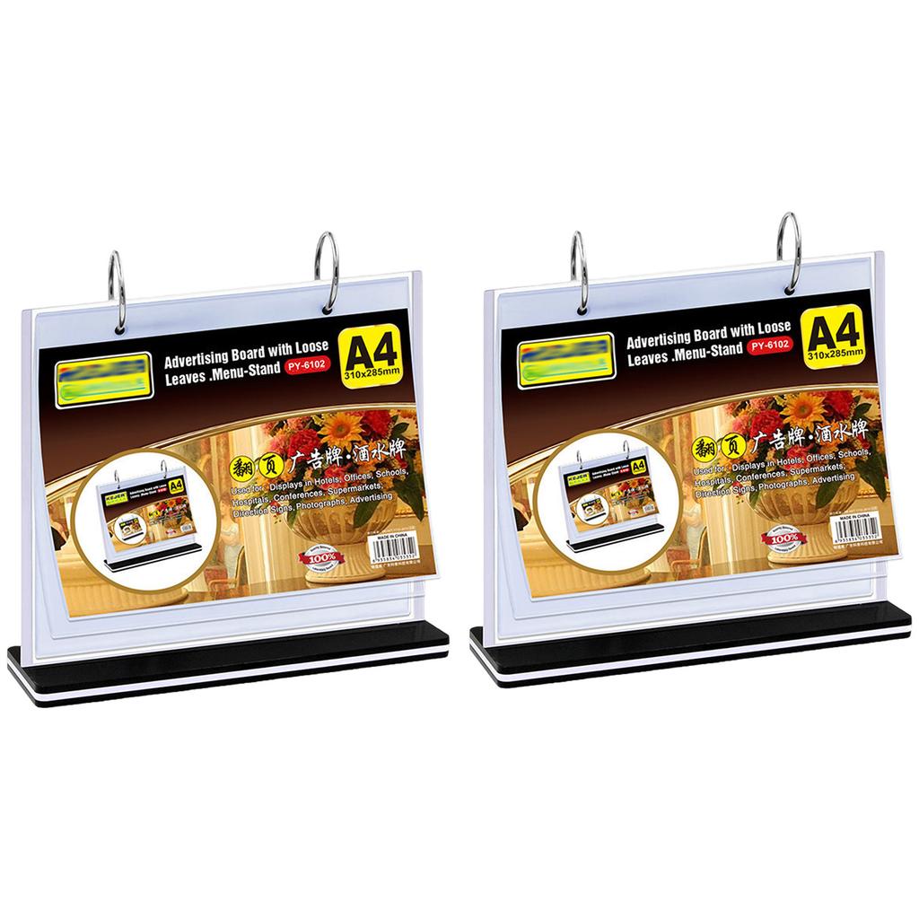 2pcs Menu Display Stand A4 Table Menu Stand Acrylic Desktop Double Display Holder for Picture Card Store Office Menu Retail Show