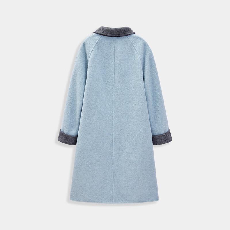 IEF Petite Color-Block Woolen Long Coat