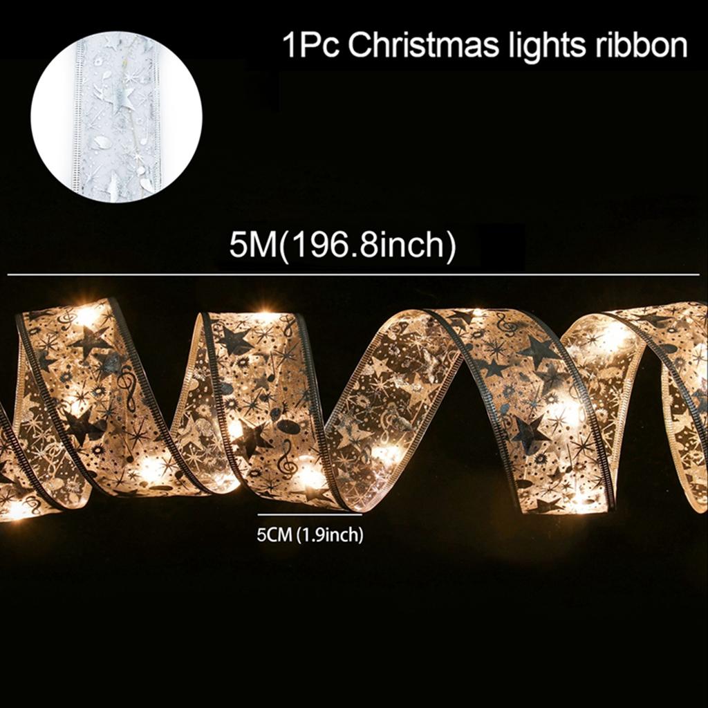 Christmas Ribbon Lights Navidad Natal Noel String Lights Garland Merry Christmas Decorations For Home 2025 Happy New Year 2025