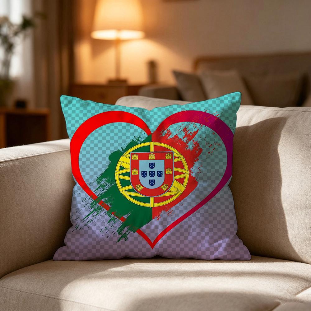 Portugal POR Flag Pillow Case Cushion Cover Soft Washable Pillow Case MultiScene For Couch Bed Travel Office Use