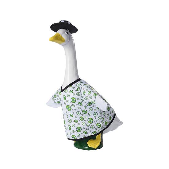 Fußball-Gans-Outfit für 23 Zoll Porzellan-Gans-Statue Fußball-Spieltag Gans Kleidung und Hut Set für Außenbereich Terrasse Rasen Hof Dekoration