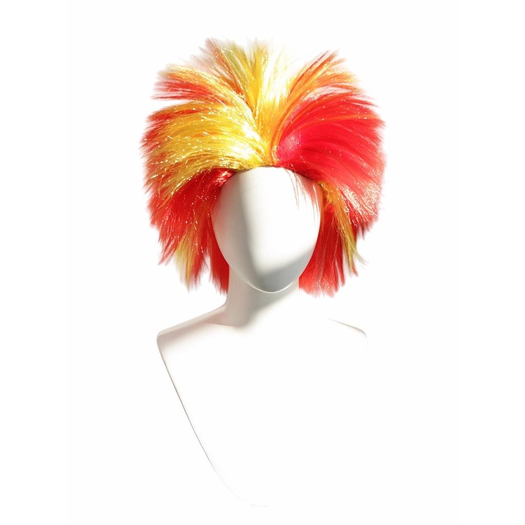Red White Green Tricolor Mohawk Rock Spiky Wig Fluffy Upward Dynamic Layered Synthetic Party Cosplay