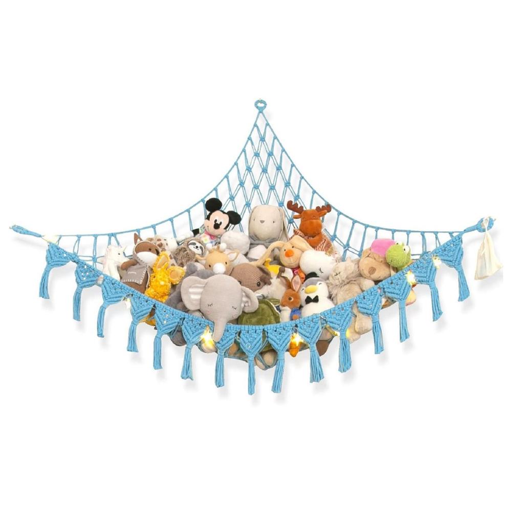 Triangle Wall Toy Storage Mesh Bag - Handmade Plush Hammock