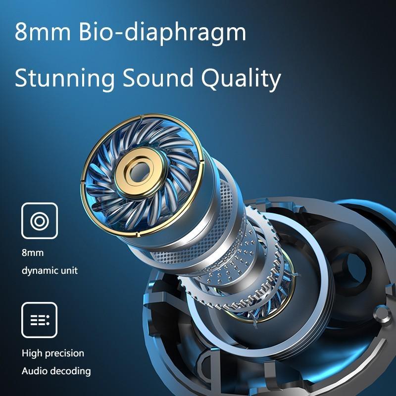 NOVÁ herní sluchátka True Wireless Stereo hudební sluchátka s nízkou latencí, potlačením hluku, dotykovým ovládáním, sportovní sluchátka s nabíjecím pouzdrem 2000mAh