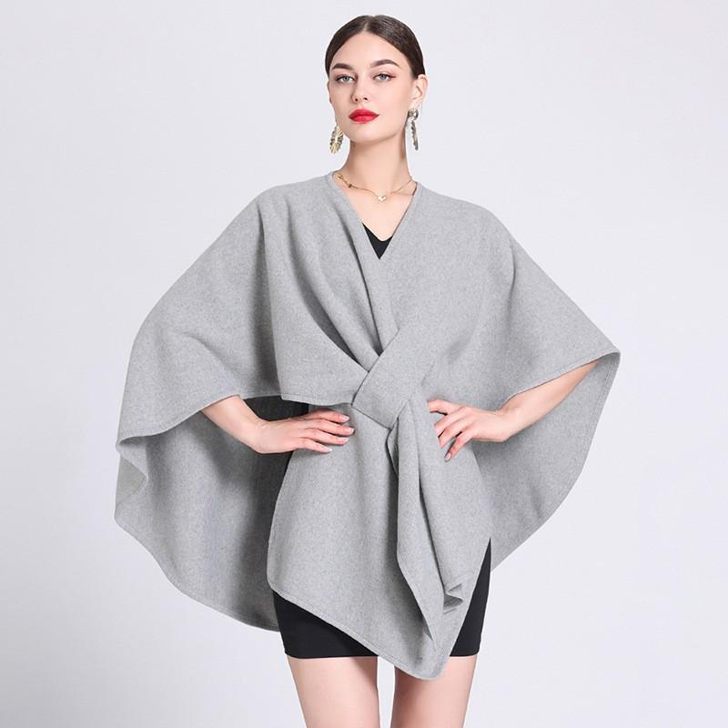 Autumn & Winter Fashion Scarf Shawl Cape: Plus Size Knit Cardigan Cloak Jacket for Women