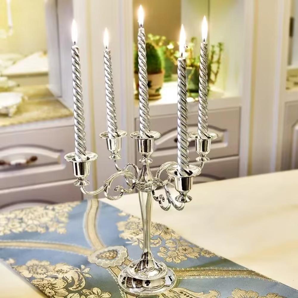 3/5 Arms Candle Holder Electroplated Candelabrum Wedding Decorations European Candlestick  Banquet