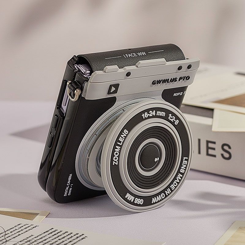 

For Samsung Galaxy ZFlip5 6 Case Creative Camera Phone Case for OPPO Find N2 Flip /OPPO Find N3 Flip/Vivo X Flip Case with Airbag Bracket For Vivo X Flip