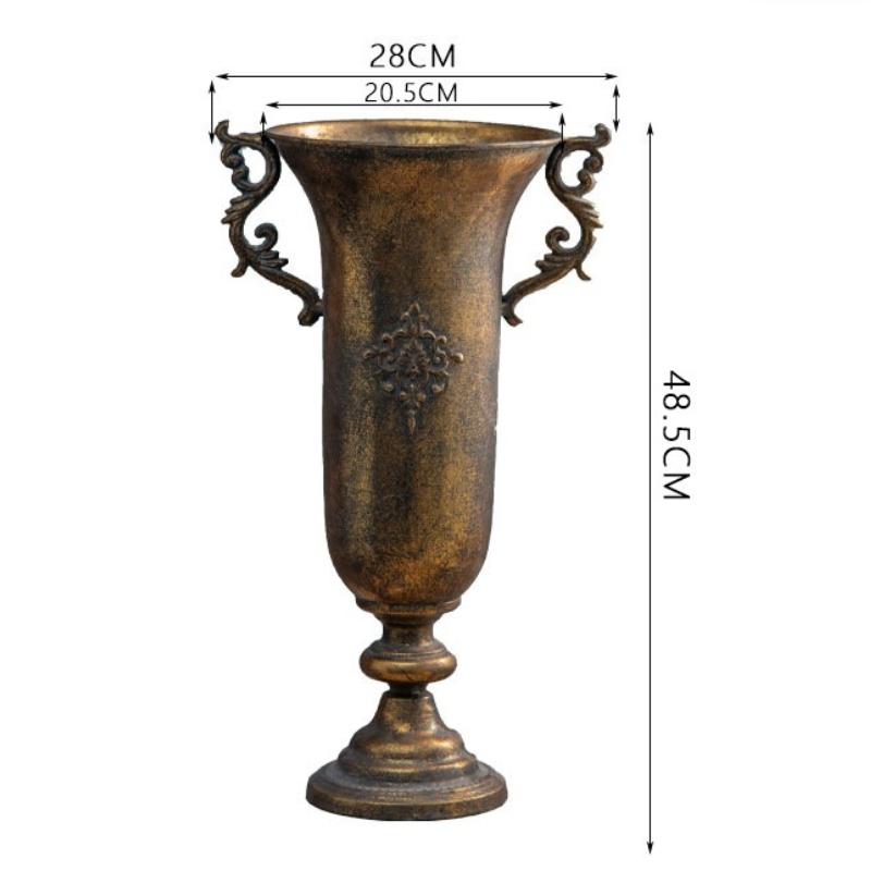 Retro Vases Metal Vase Living Room Aesthetic Design Decoration Flower Bottle Elegant Bedroom Flowerpots Ornaments Accessories