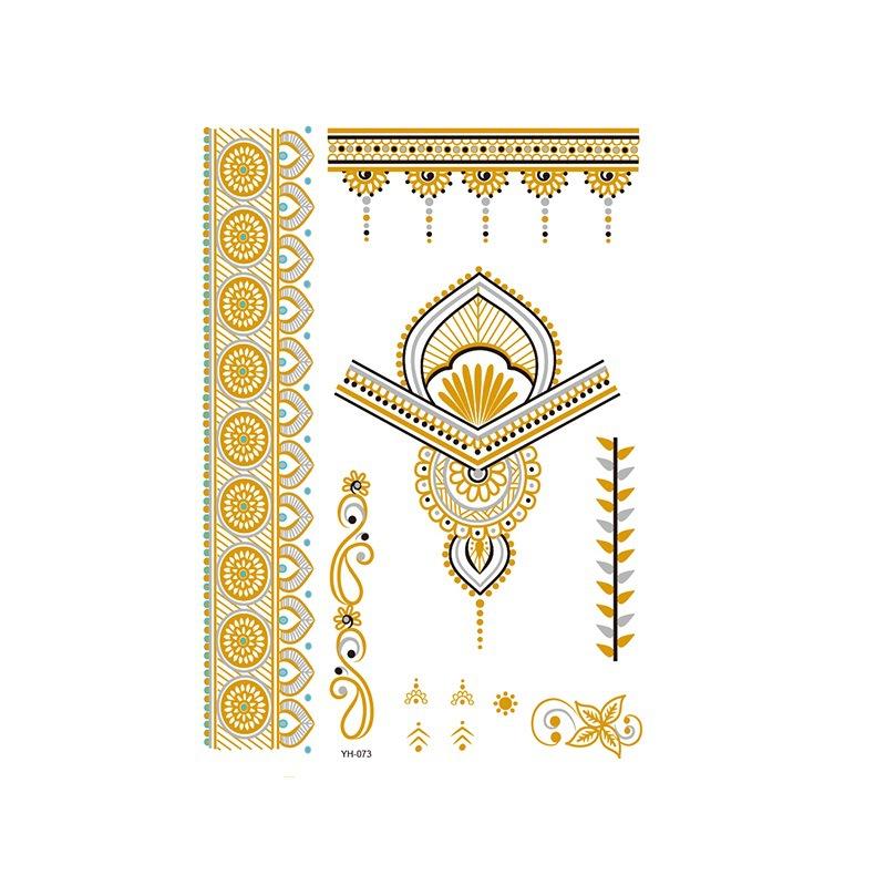 Yh Retro Large Bronzing Tattoo Sticker Waterproof Tattoo Sticker Amazon Set Hot Silver Color Printing Sticker