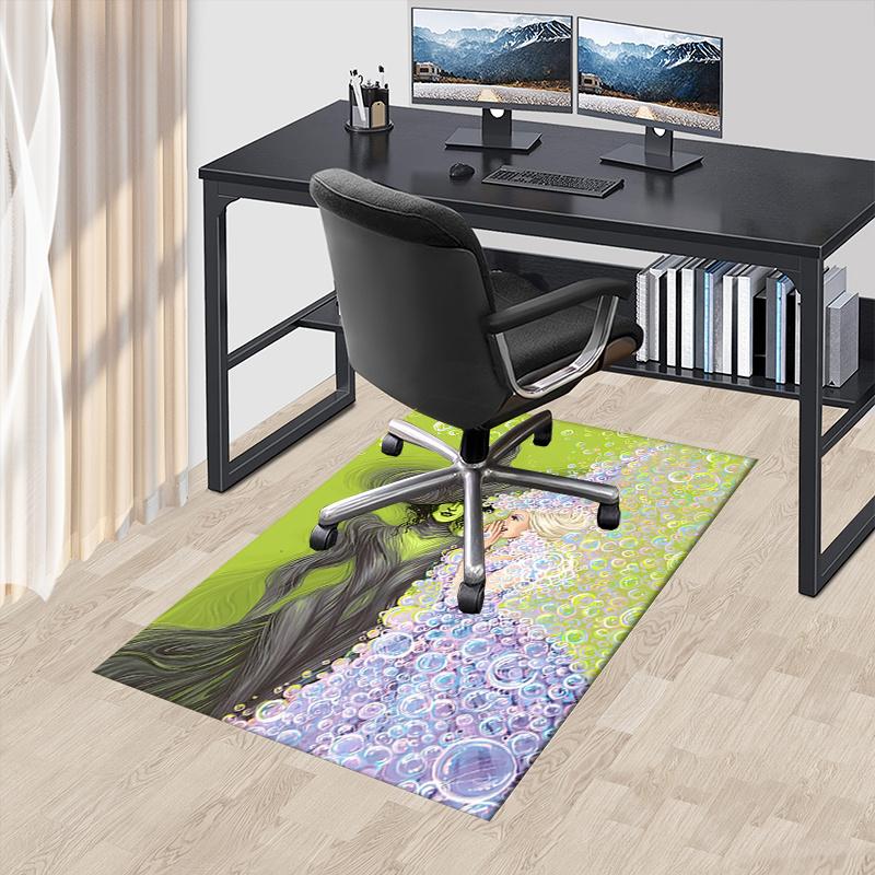 

Wicked Bubbles Pattern Polyester Office Carpet Chair Mats, Home Decor Dormitory Floor Protector with Anti-Skid Backing, Large Area Coverage, 60cm by 90cm