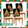 2/4/6pcs/set Black Gold Christmas Tree Chair Cover Table Decoration Dining Seat Chair Covers Dining Room Bar Party Banquate