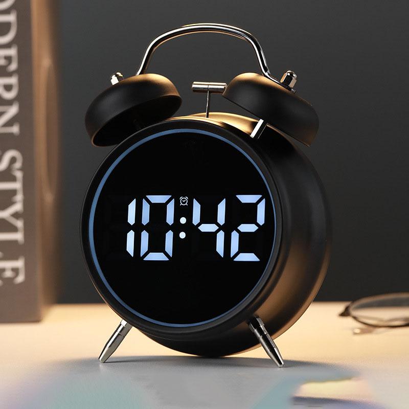 Student Alarm Clock with Extra Loud Metal Chime - Essential for Heavy Sleepers Multi-Functional Plug-In Clock for Kids