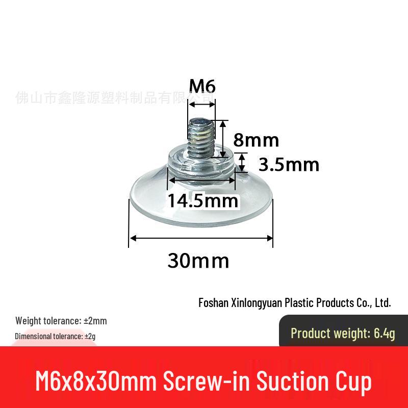 M4-M8 Transparente PVC-Saugnapf mit Gewindestange