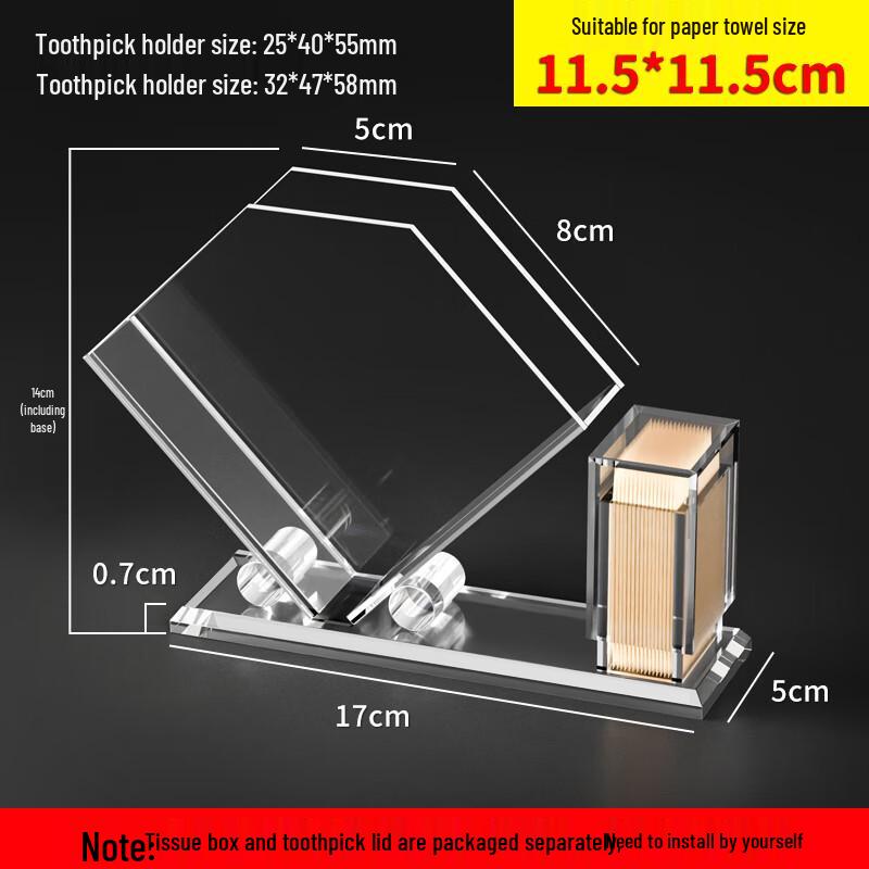 Transparent Acrylic Tissue Box and Toothpick Holder Set (2-Pack)