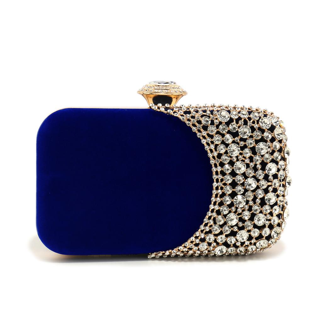 Hollow Design Women Evening Bags Velvet Glitter Fashion Ladies Wedding Party Clutch Bags Shoulder Chain Diamonds Handbags
